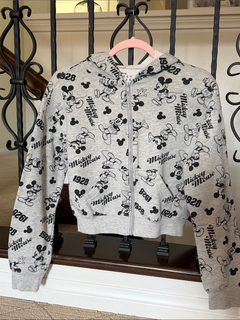 Disney Grey Mickey Mouse All-Over Print Zip Hoodie